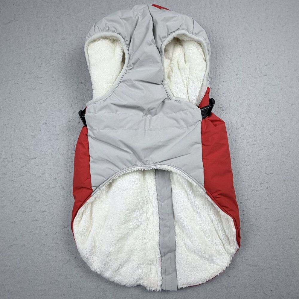 IECOII Extra Warm Reflective Dog Coat Waterproof Fleece Lined Red Gray NWT - Picture 4 of 9